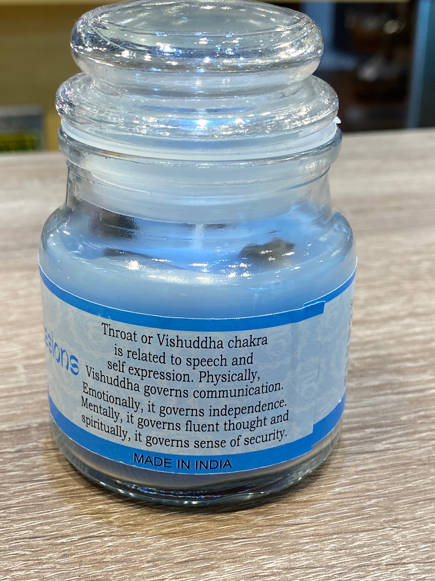 Vrinda 7 Chakra Jar Candles Blue, Scented Throat Chakra Vishuddha-3oz