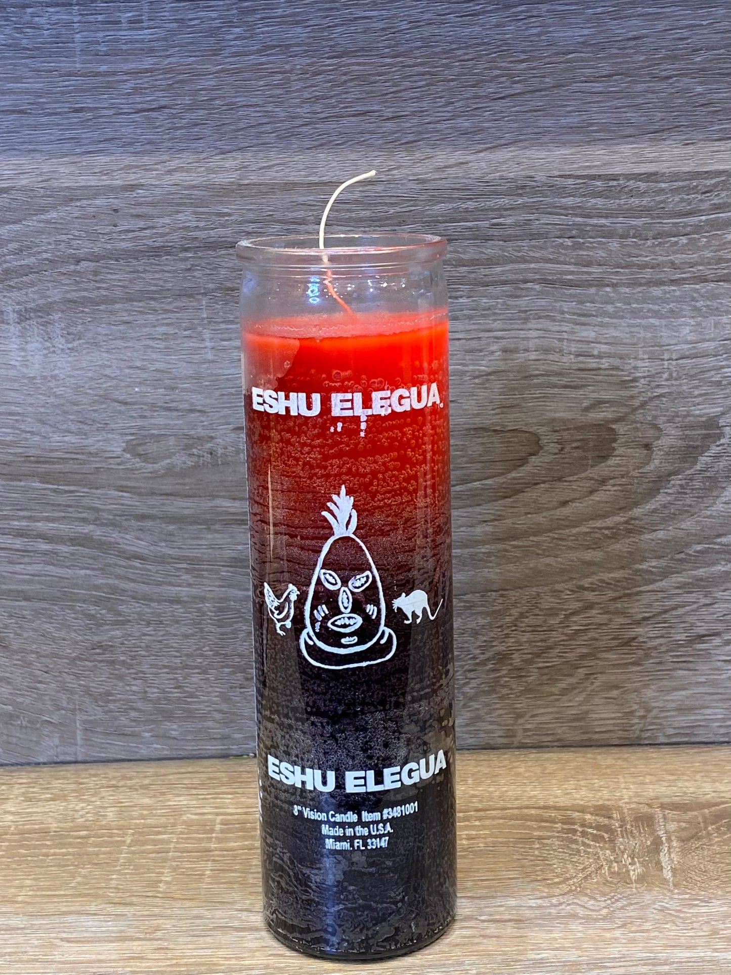 Orisha-Elegua 7 Day Candle, Red/Black