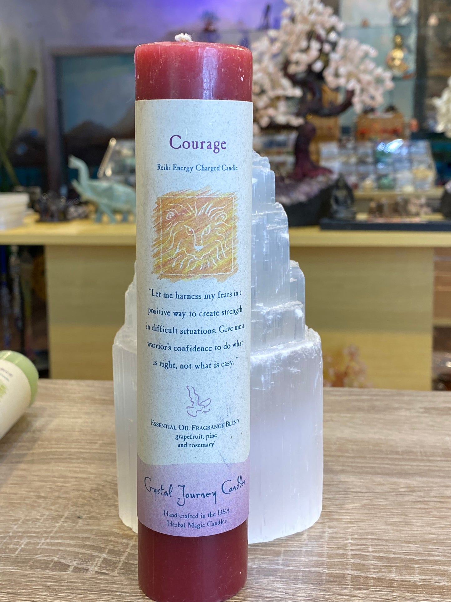 Crystal Journey Reiki Pillar Candle Courage