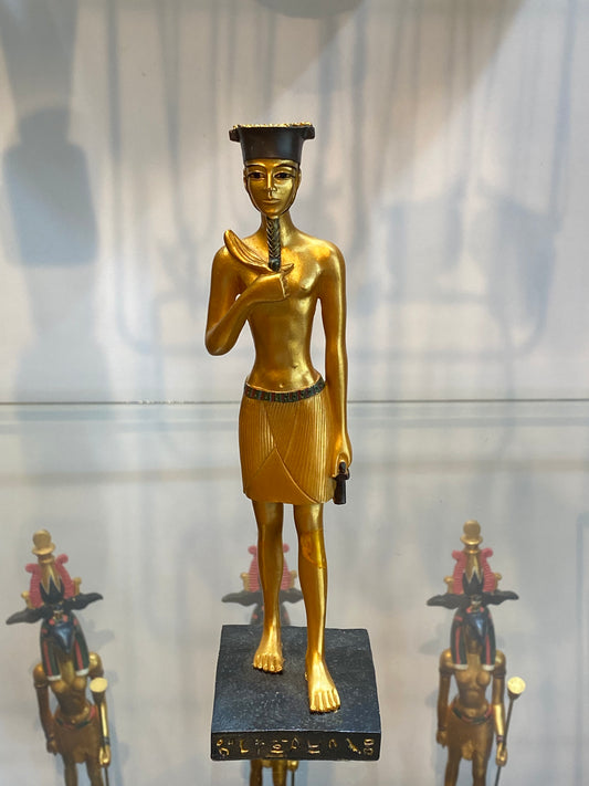 Egyptian Figure God Amun Golden Patina