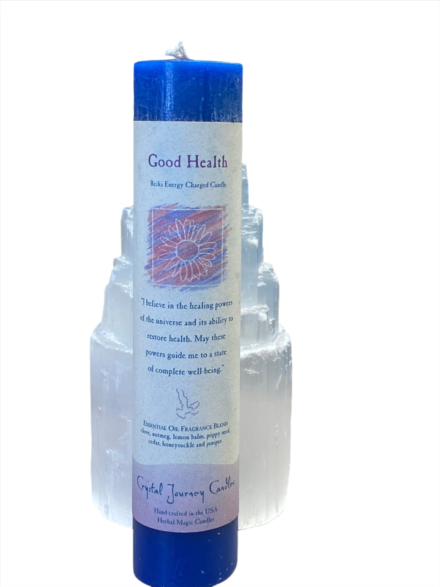 Crystal Journey Reiki Pillar Candle Good Health