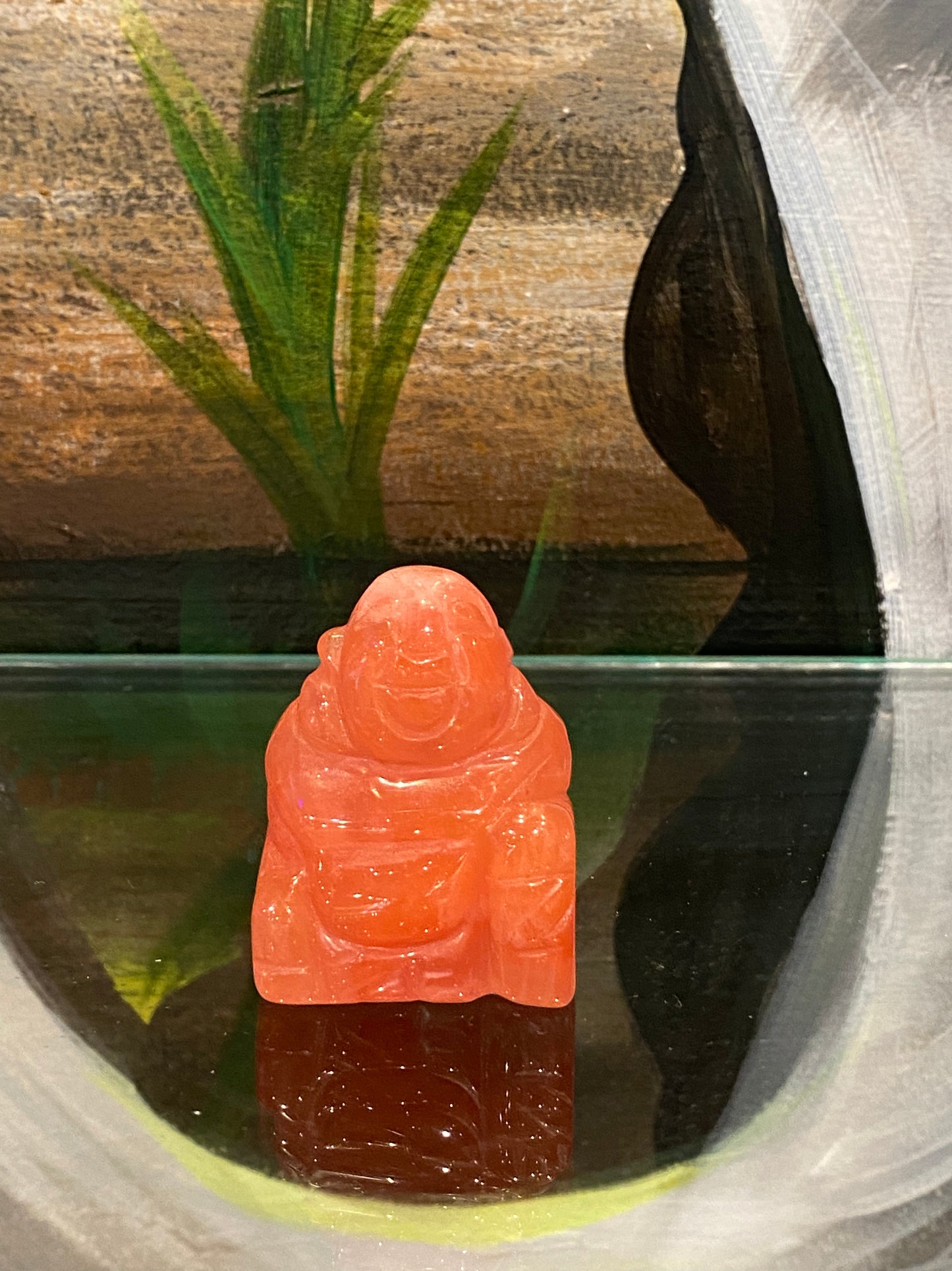 Cherry Quartz Hand Carved Polished Desktop Laughing Buddha