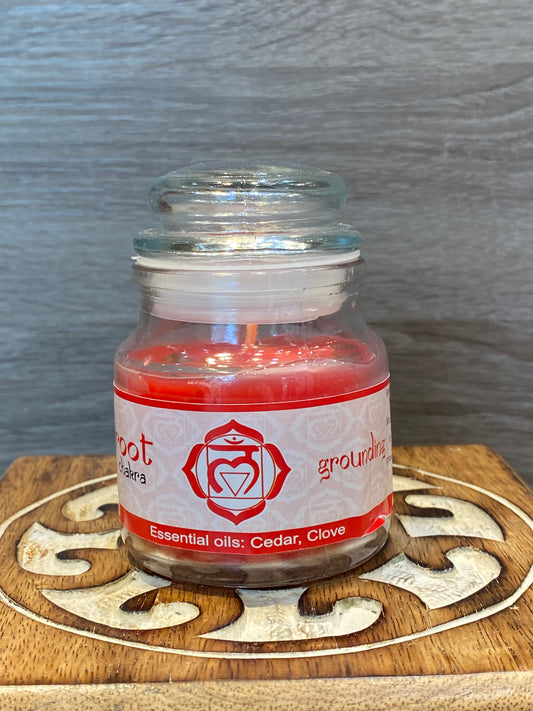 Vrinda 7 Chakra Jar Candles Red, Scented Root Chakra, Muladhara-3oz