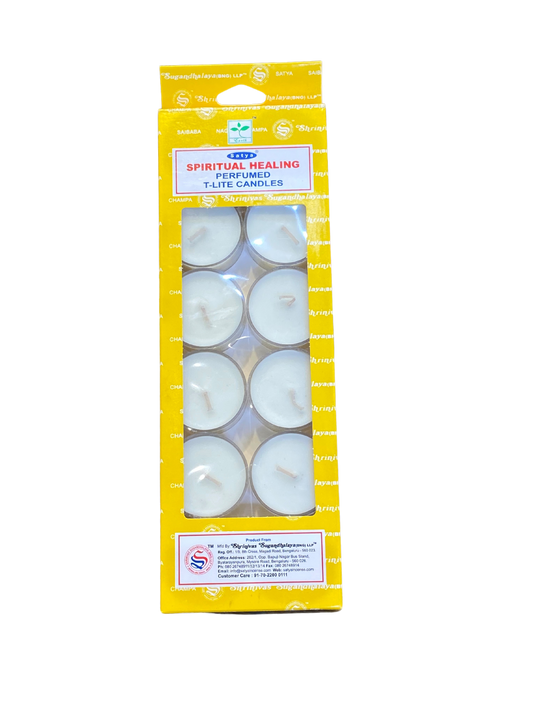 Satya Spiritual Healing Tea Light Candles – Meditation & Energy Cleansing (12 Pack)