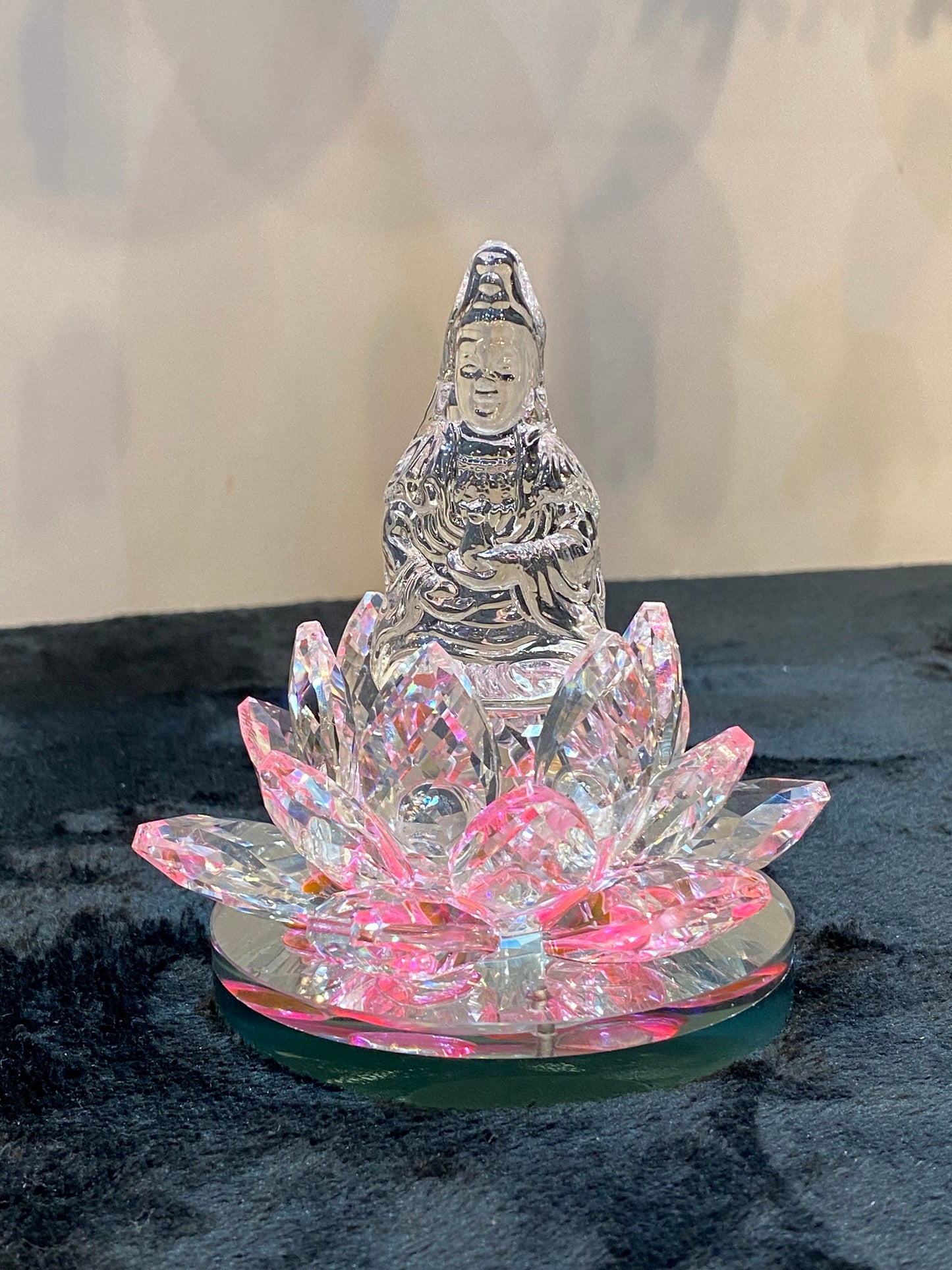 Crystal Kwan/Kuan Yin sitting on a Lotus Light Pink