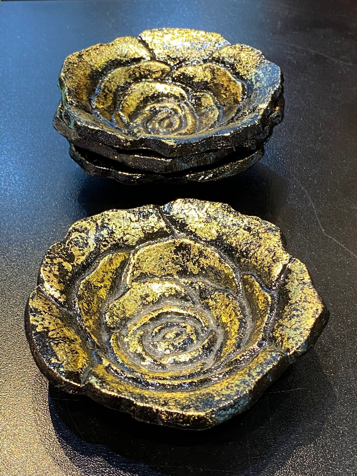 Cast Iron Rose Petal Smudge Tray