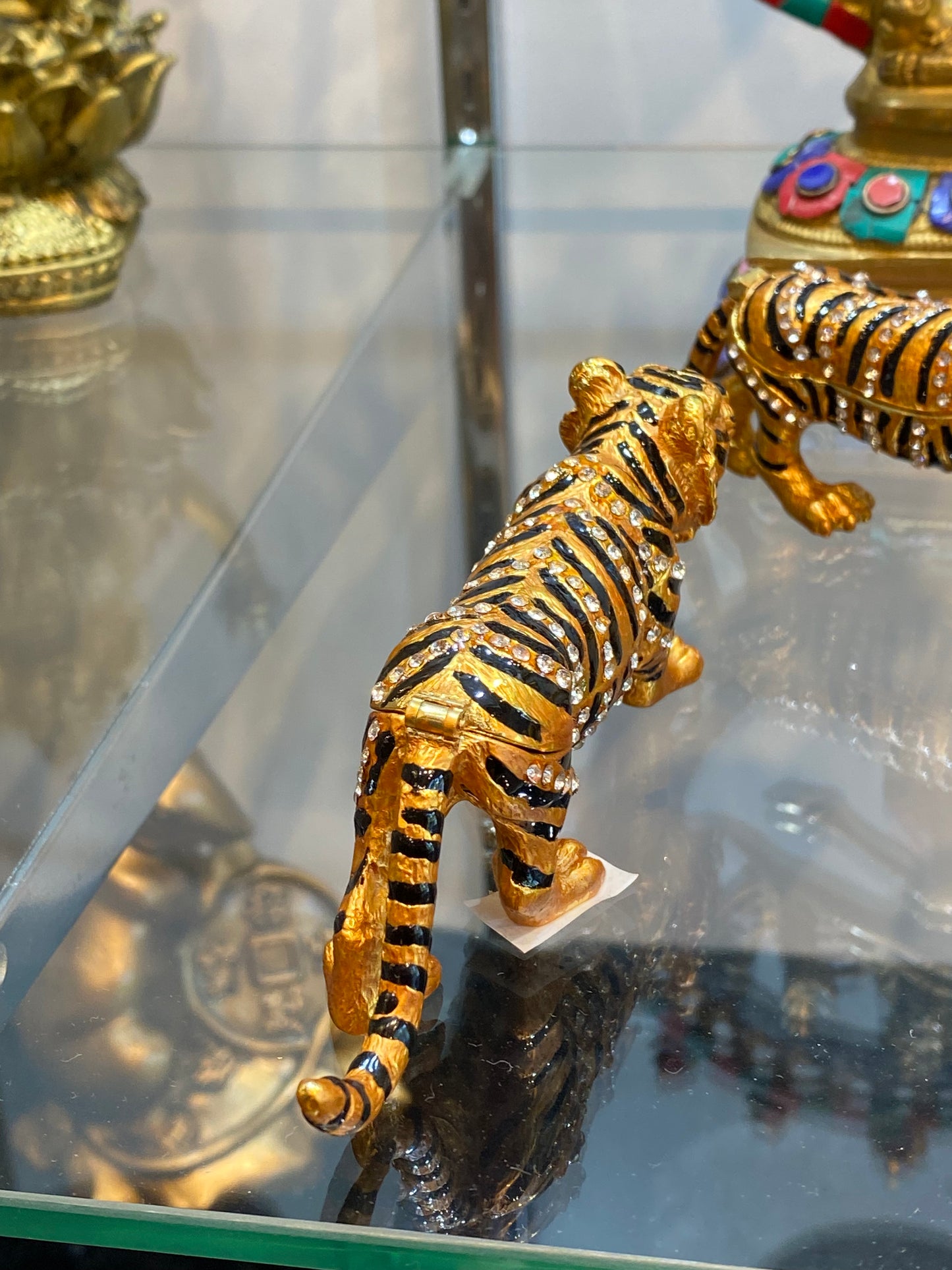 Tiger Bejeweled Trinket Gold and Black Stripes