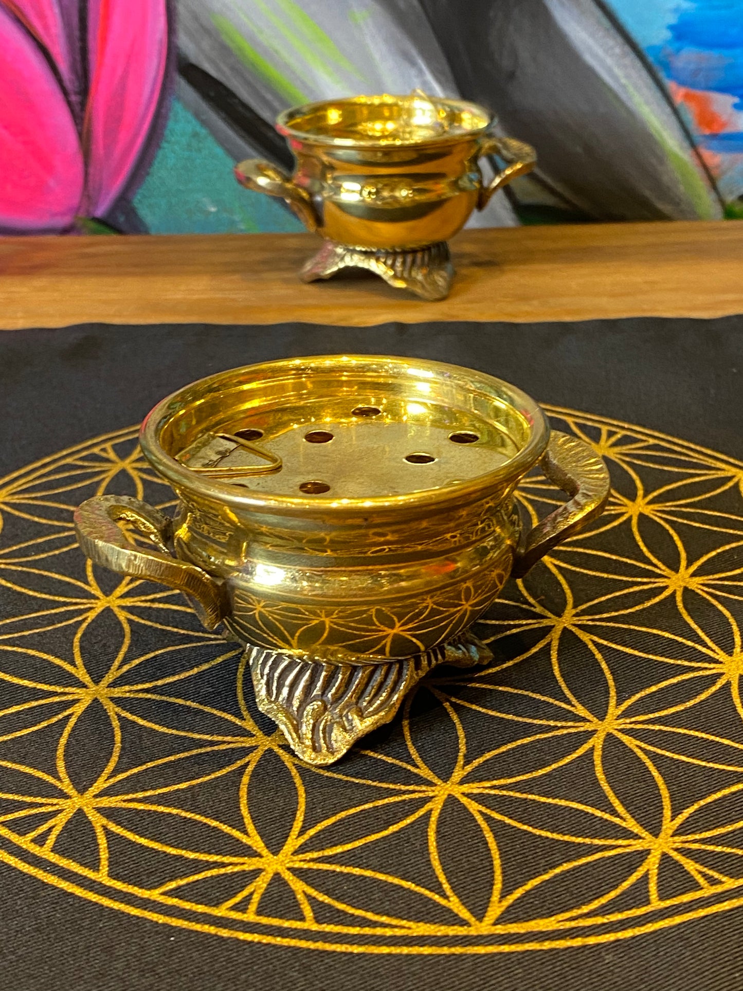 Gold Painted Brass Cauldron (small desktop)