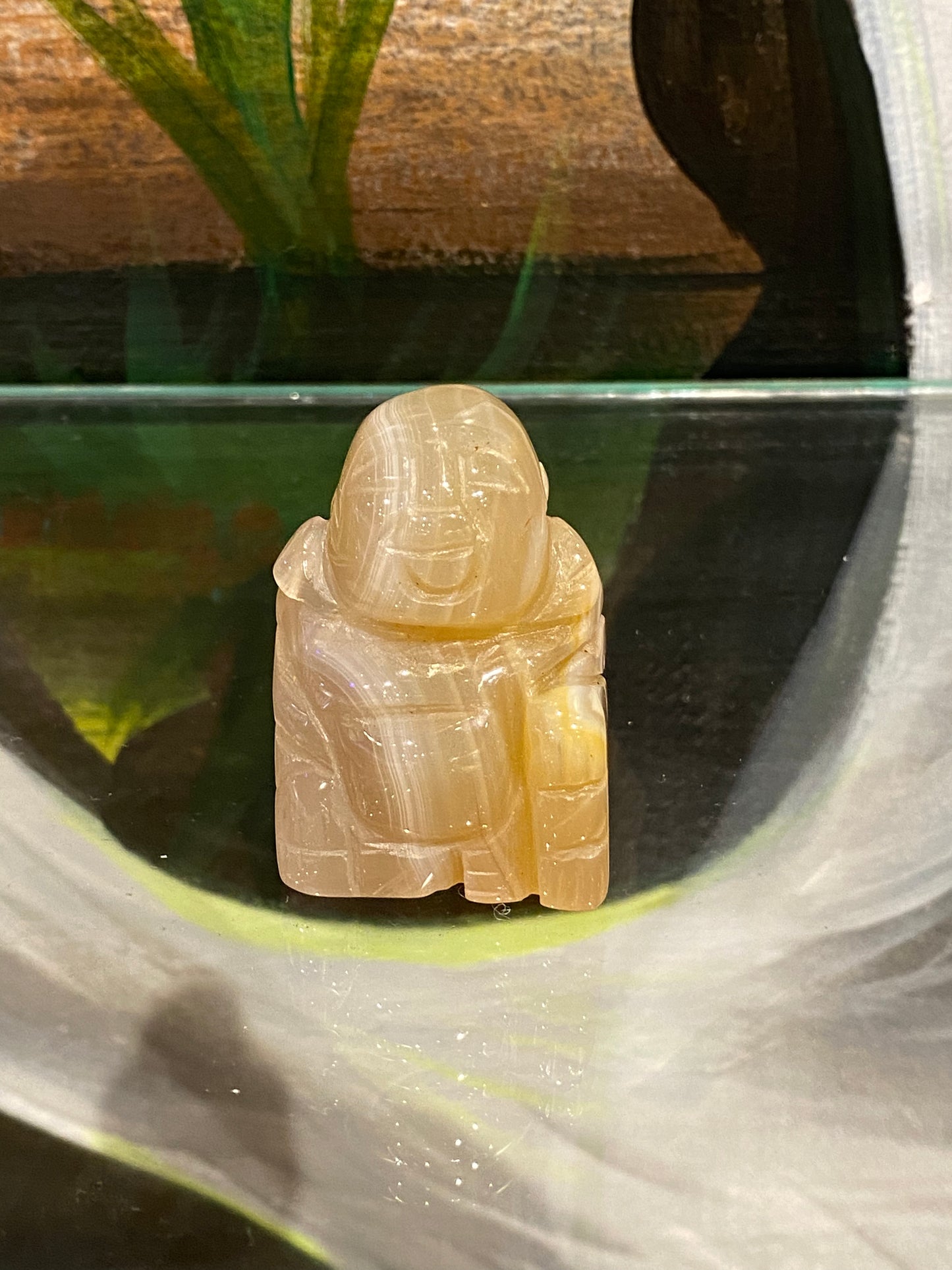 Yellow Calcite Hand Carved Polished Desktop Laughing Buddha