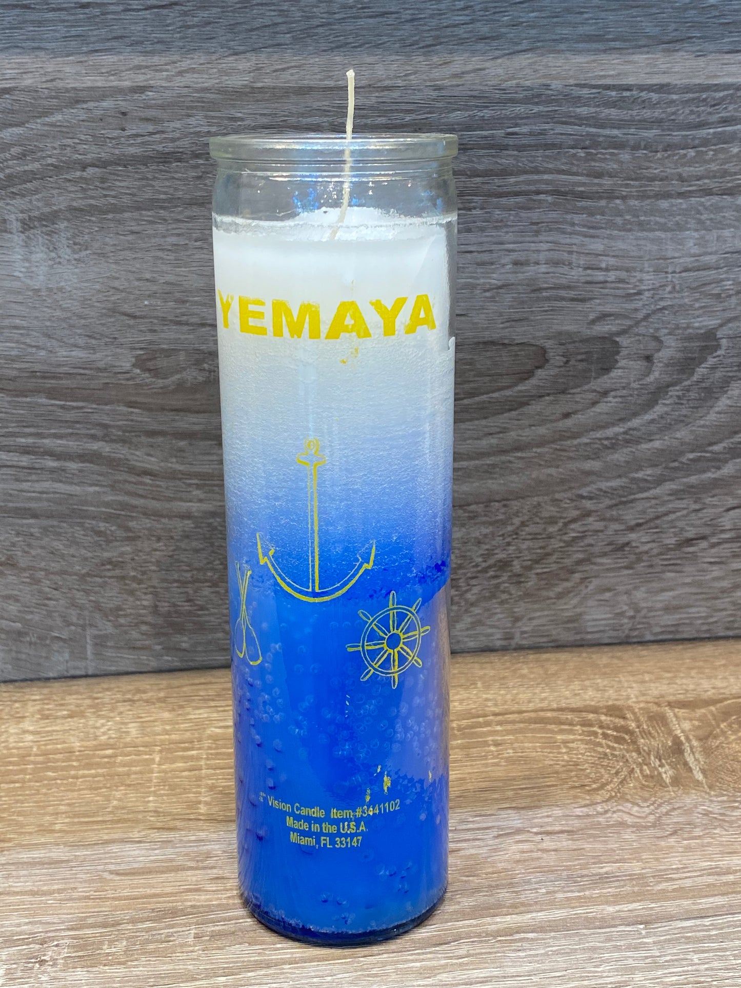 Orisha-Yemaya 7 Day Candle, White/Blue