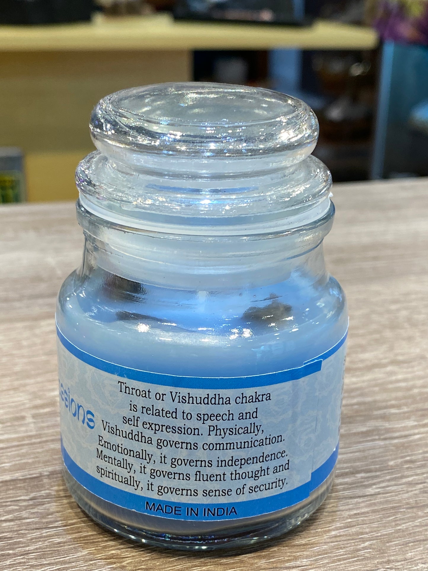 Vrinda 7 Chakra Jar Candles Blue, Scented Throat Chakra Vishuddha-3oz