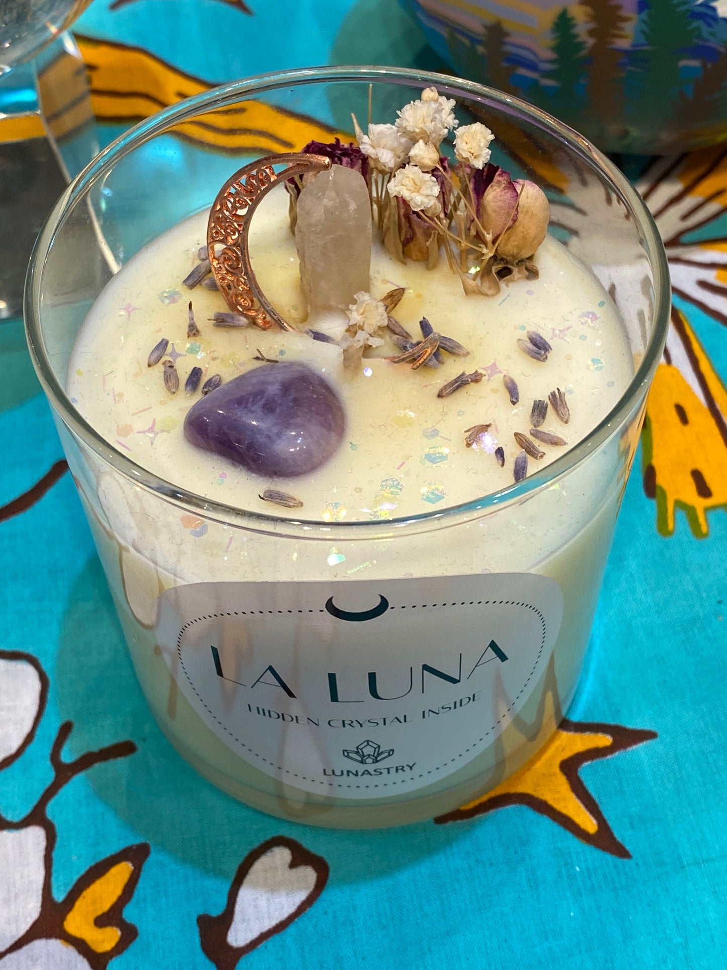 La Luna Soy Wax Crystal Candle with Hidden Gem