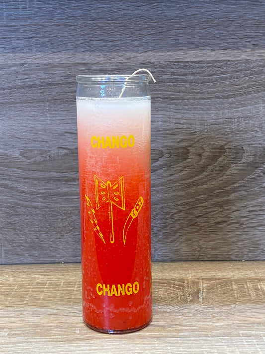 Orisha-Chango 7 Day Candle, White/Red