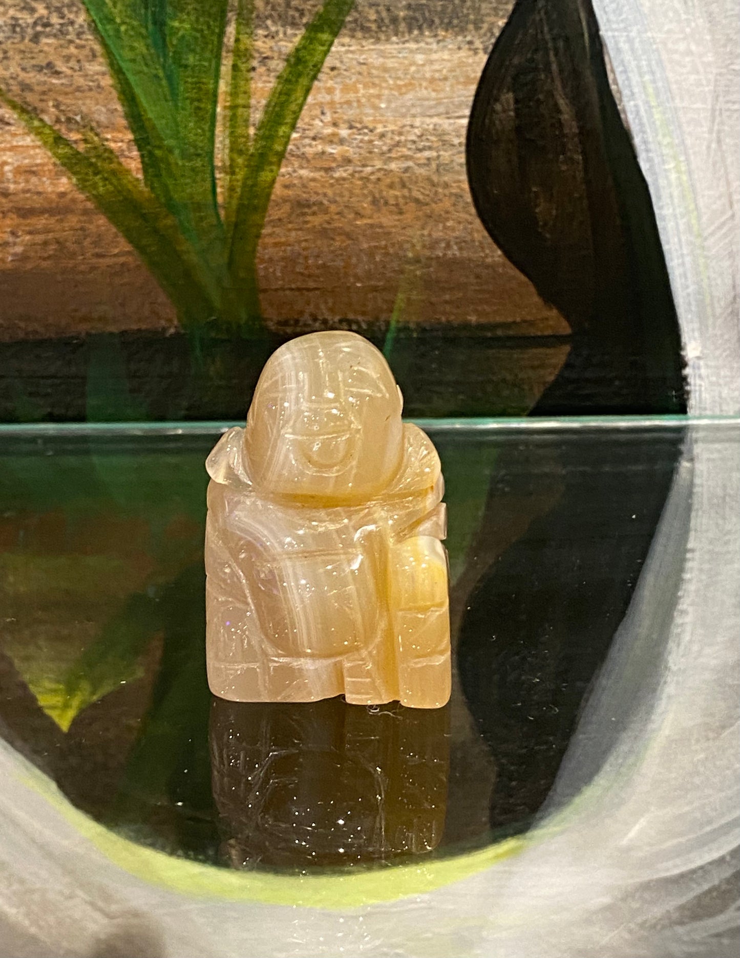 Yellow Calcite Hand Carved Polished Desktop Laughing Buddha