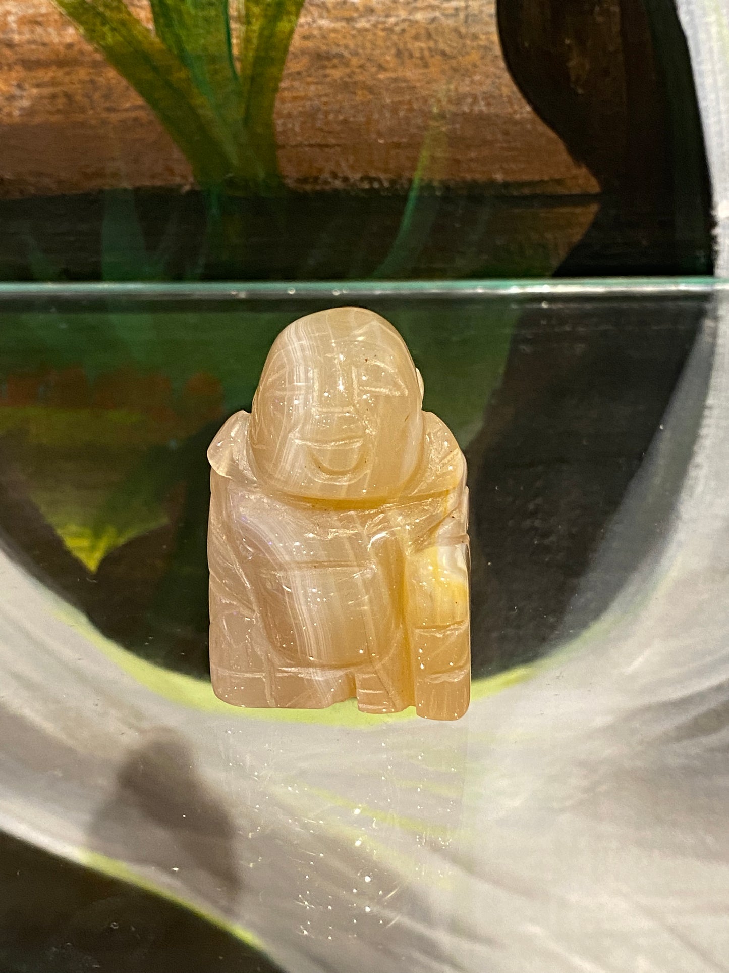 Yellow Calcite Hand Carved Polished Desktop Laughing Buddha