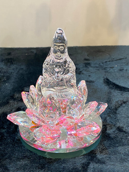 Crystal Kwan/Kuan Yin sitting on a Lotus Light Pink