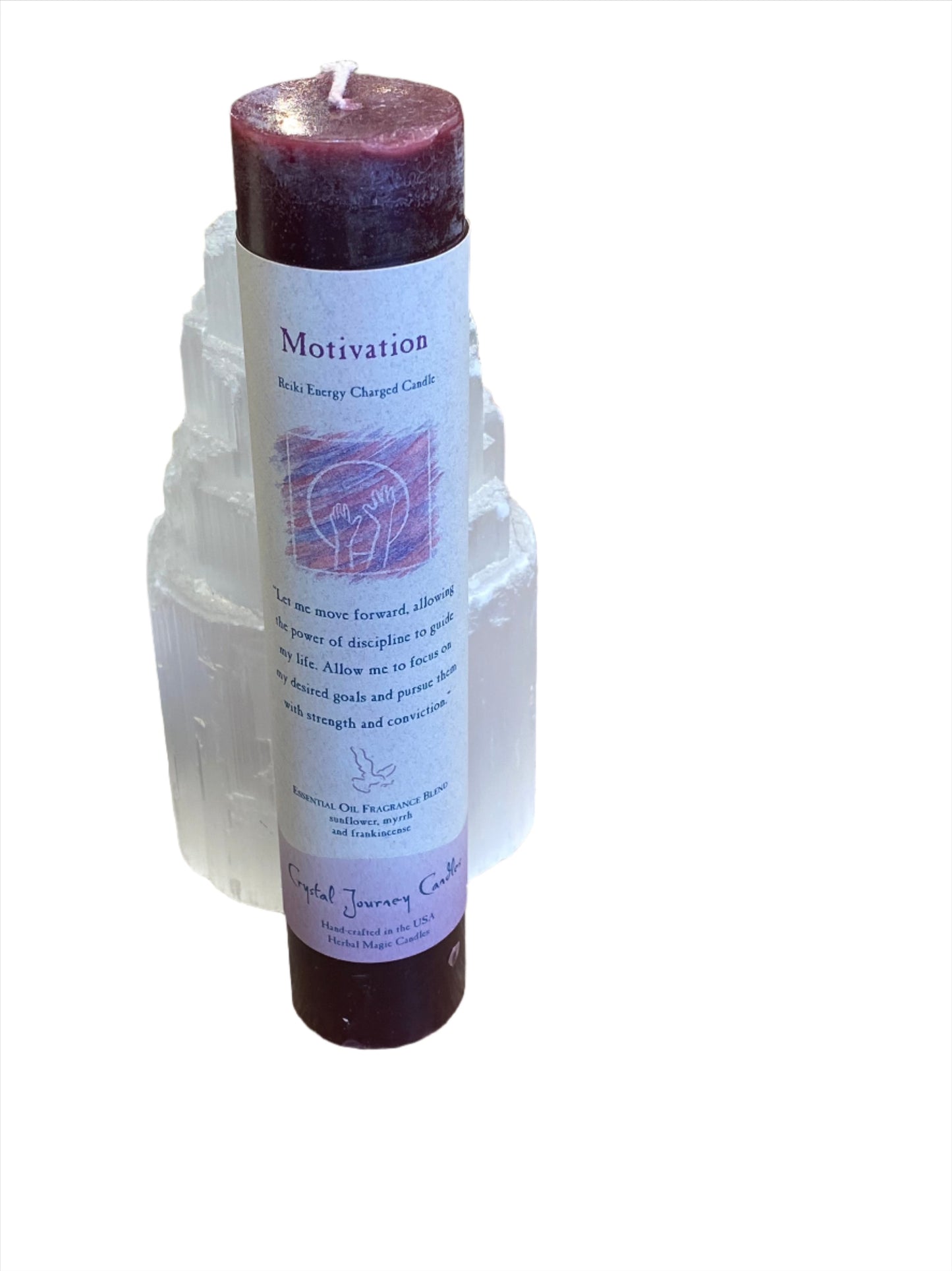 Crystal Journey Reiki Pillar Candle Motivation