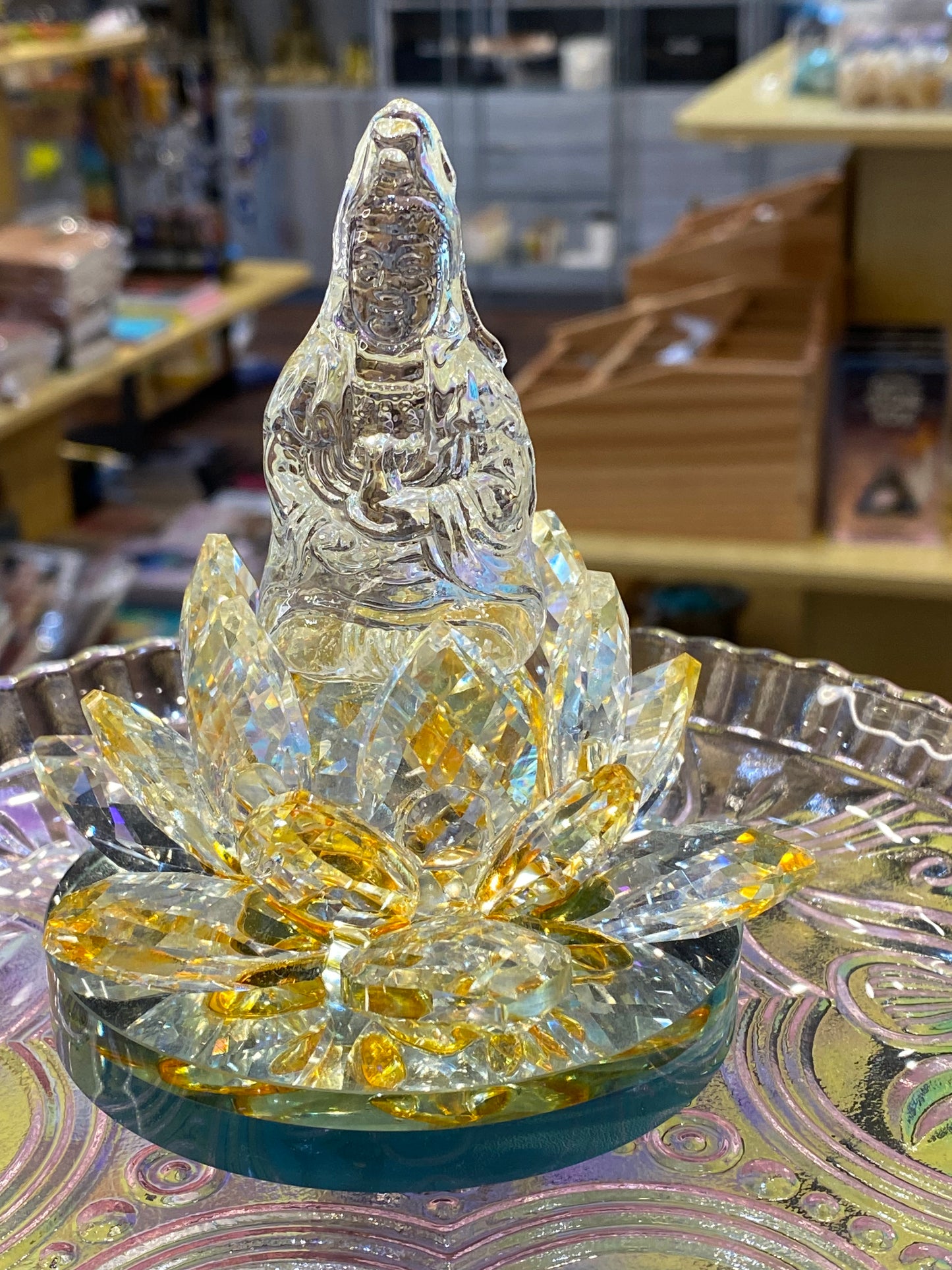 Crystal Kwan/Kuan Yin sitting on Lotus Yellow