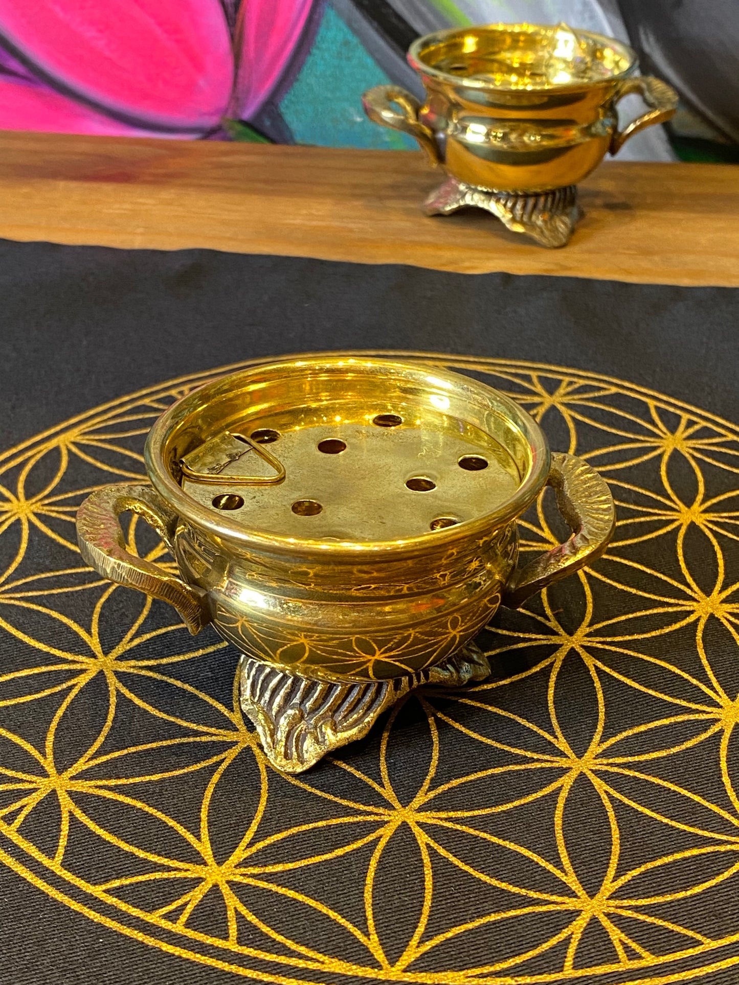 Gold Painted Brass Cauldron (small desktop)