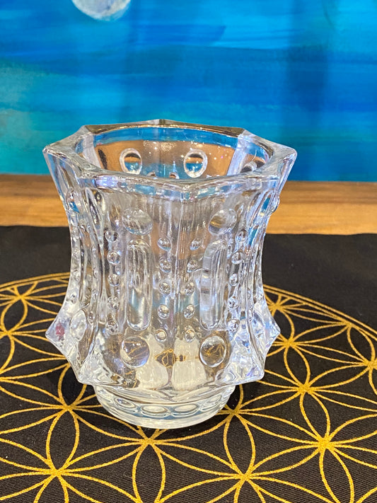 Antique Clear Glass Candle Holder