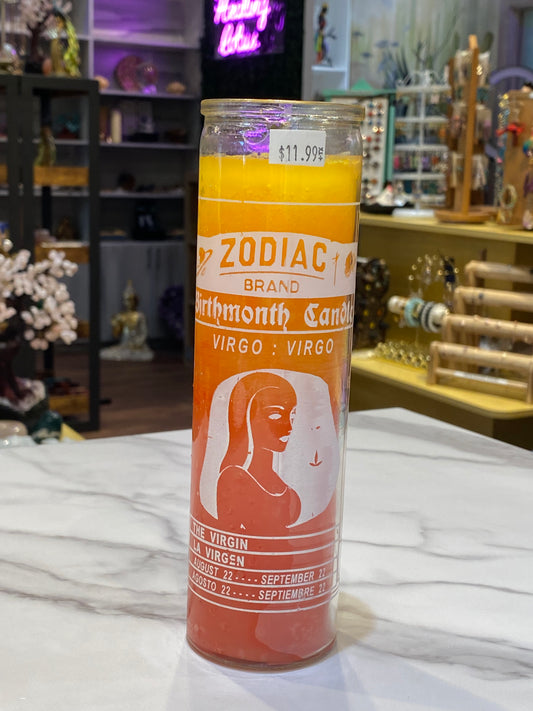 Zodiac Virgo 7 Day Candle, Yellow/Pink