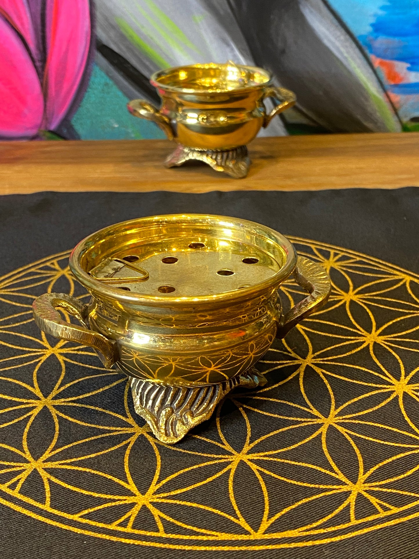 Gold Painted Brass Cauldron (small desktop)