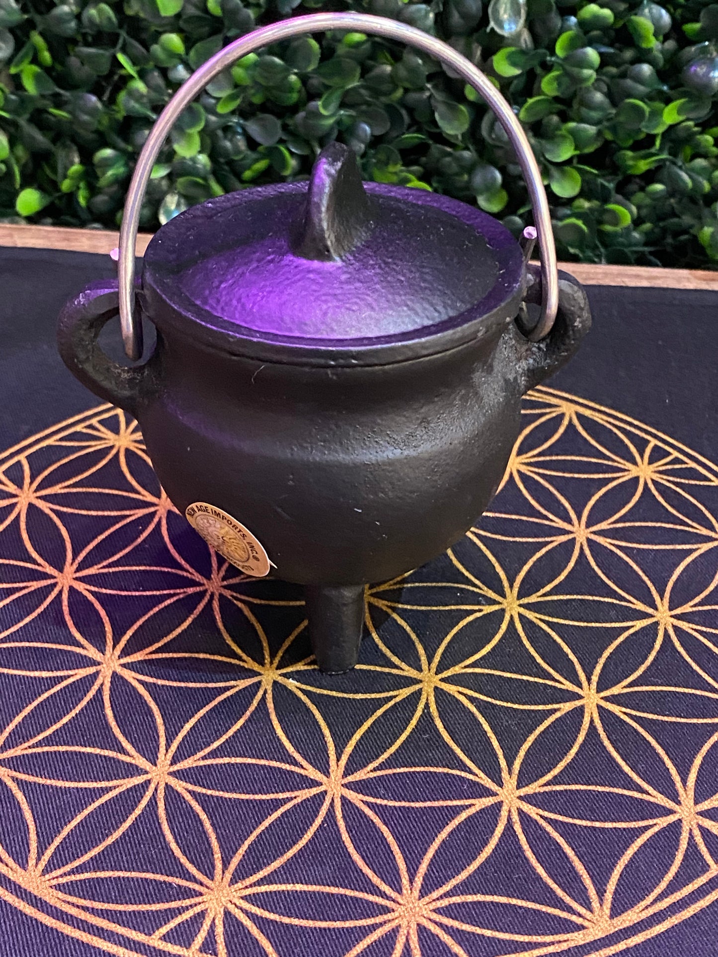 Plain Cast Iron Cauldron With Silver Handle