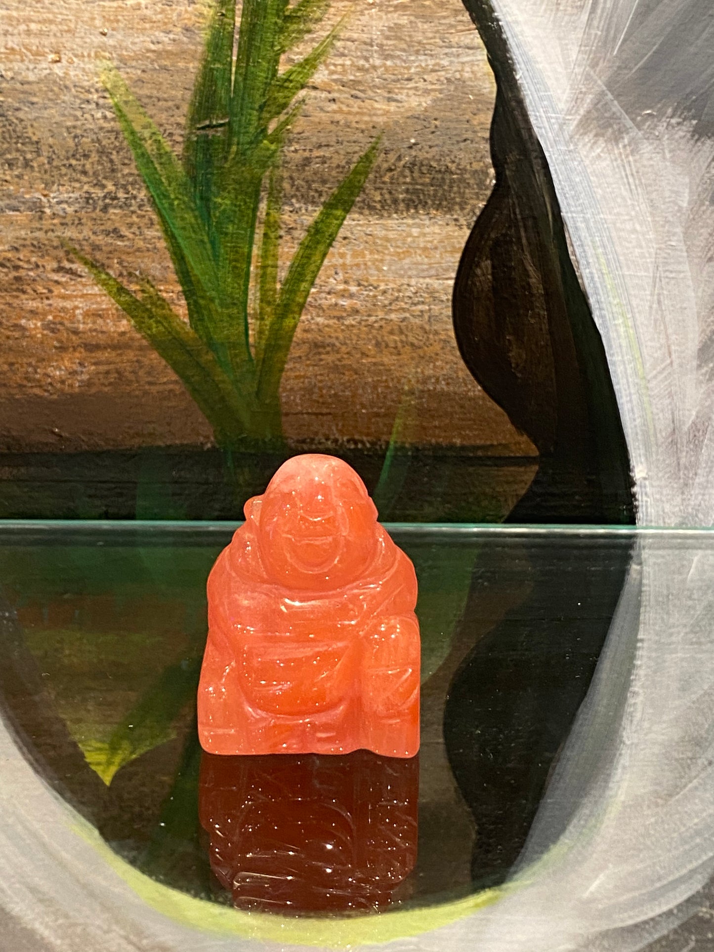 Cherry Quartz Hand Carved Polished Desktop Laughing Buddha