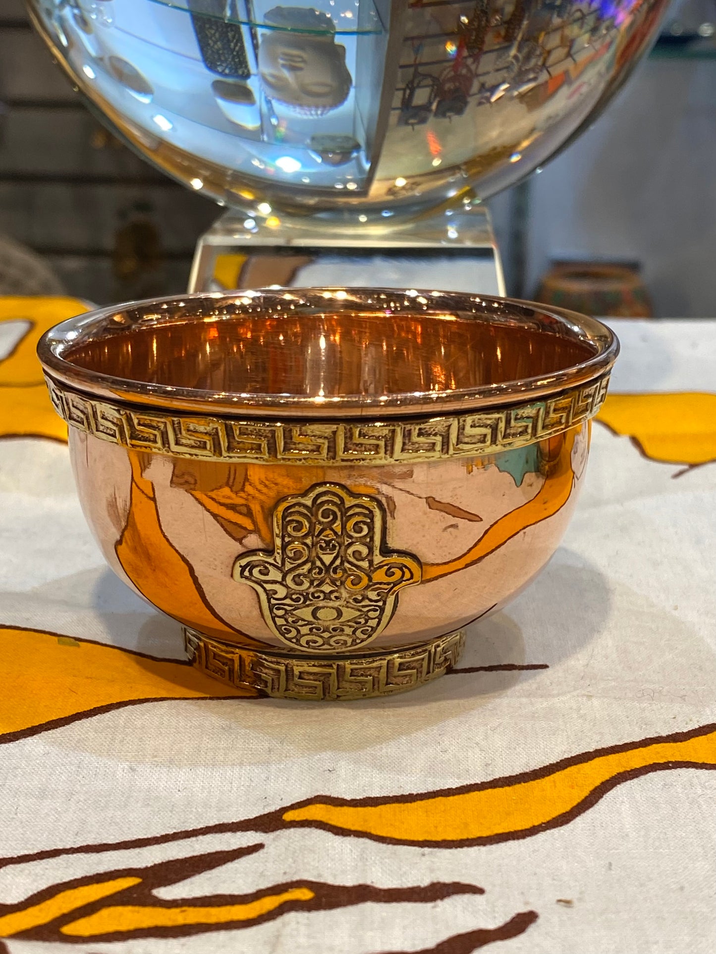 Copper Offering Bowl w/Hamsa