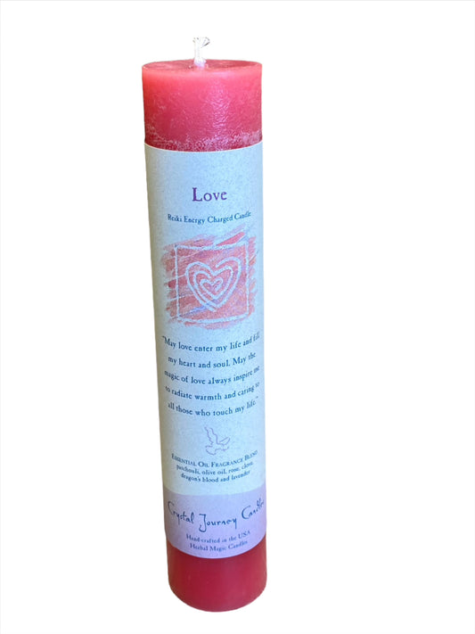 Crystal Journey Reiki Pillar Candle Love