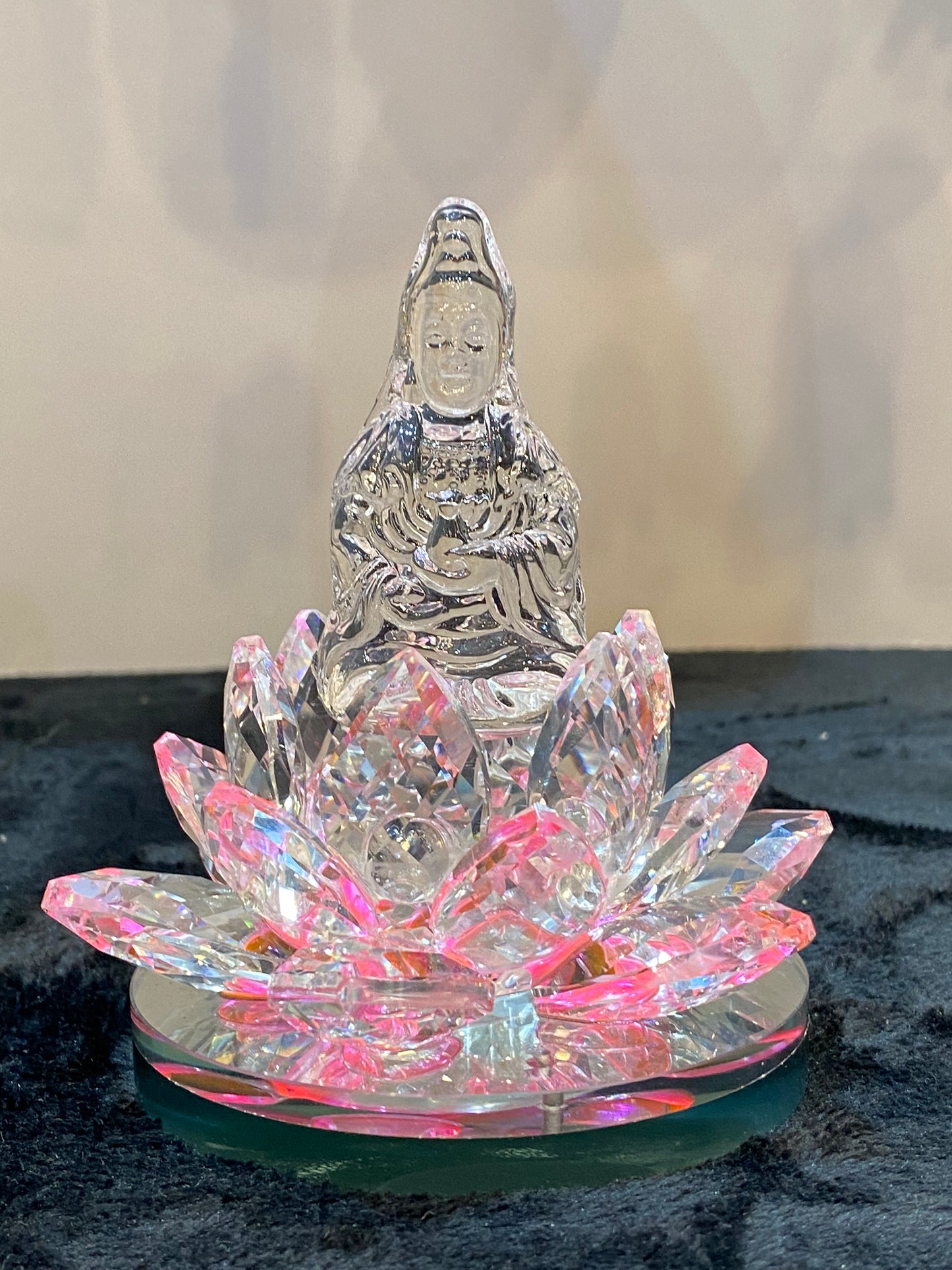 Crystal Kwan/Kuan Yin sitting on a Lotus Light Pink