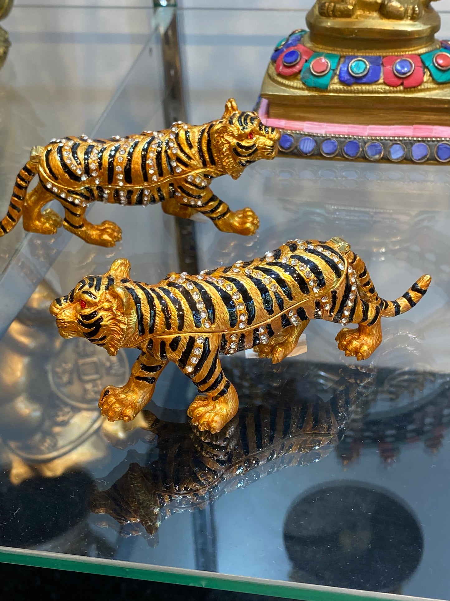 Tiger Bejeweled Trinket Gold and Black Stripes