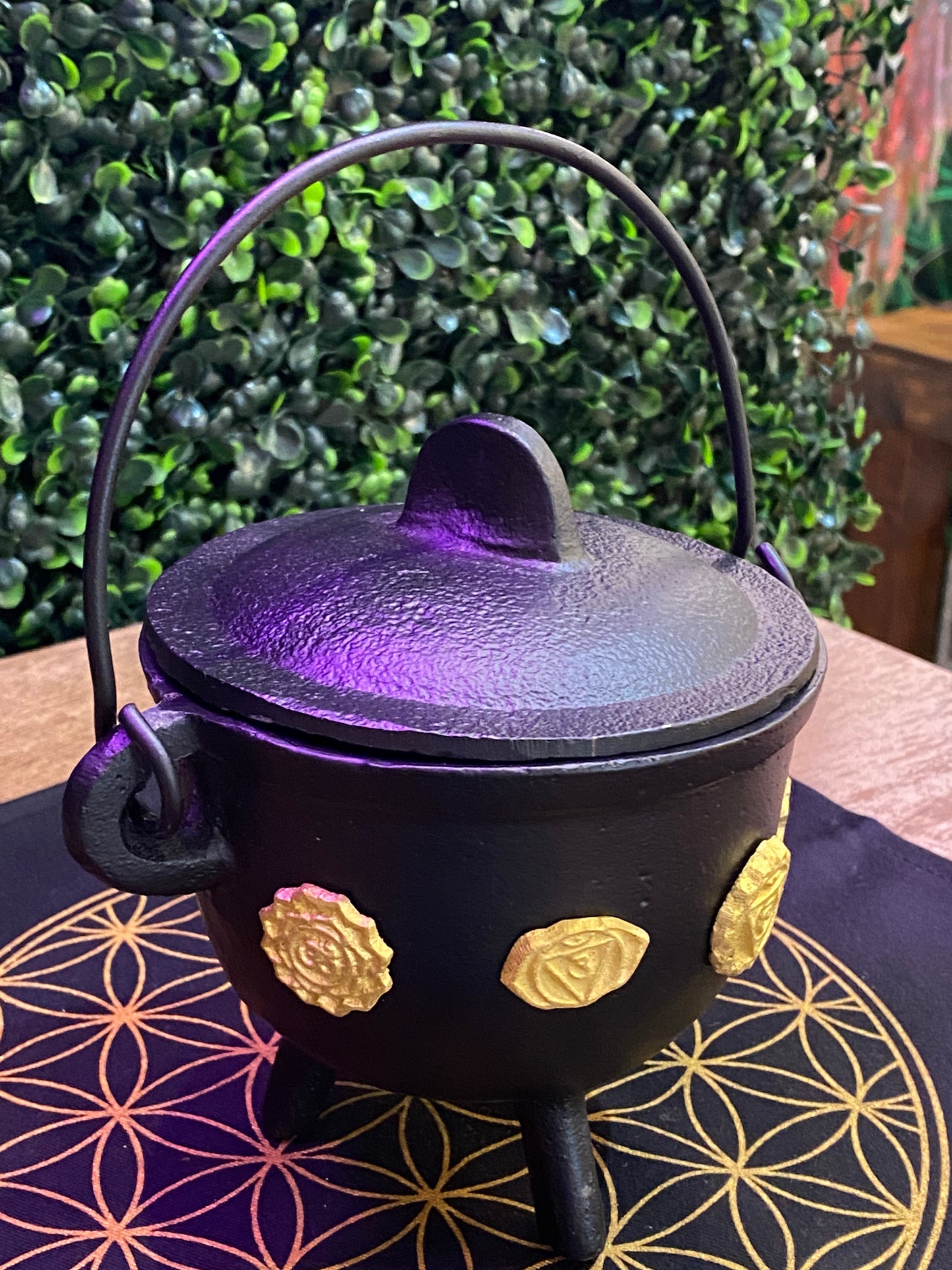 7 Symbol Chakra Cast Iron Cauldron