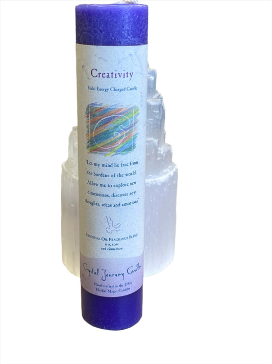 Crystal Journey Reiki Pillar Candle Creativity