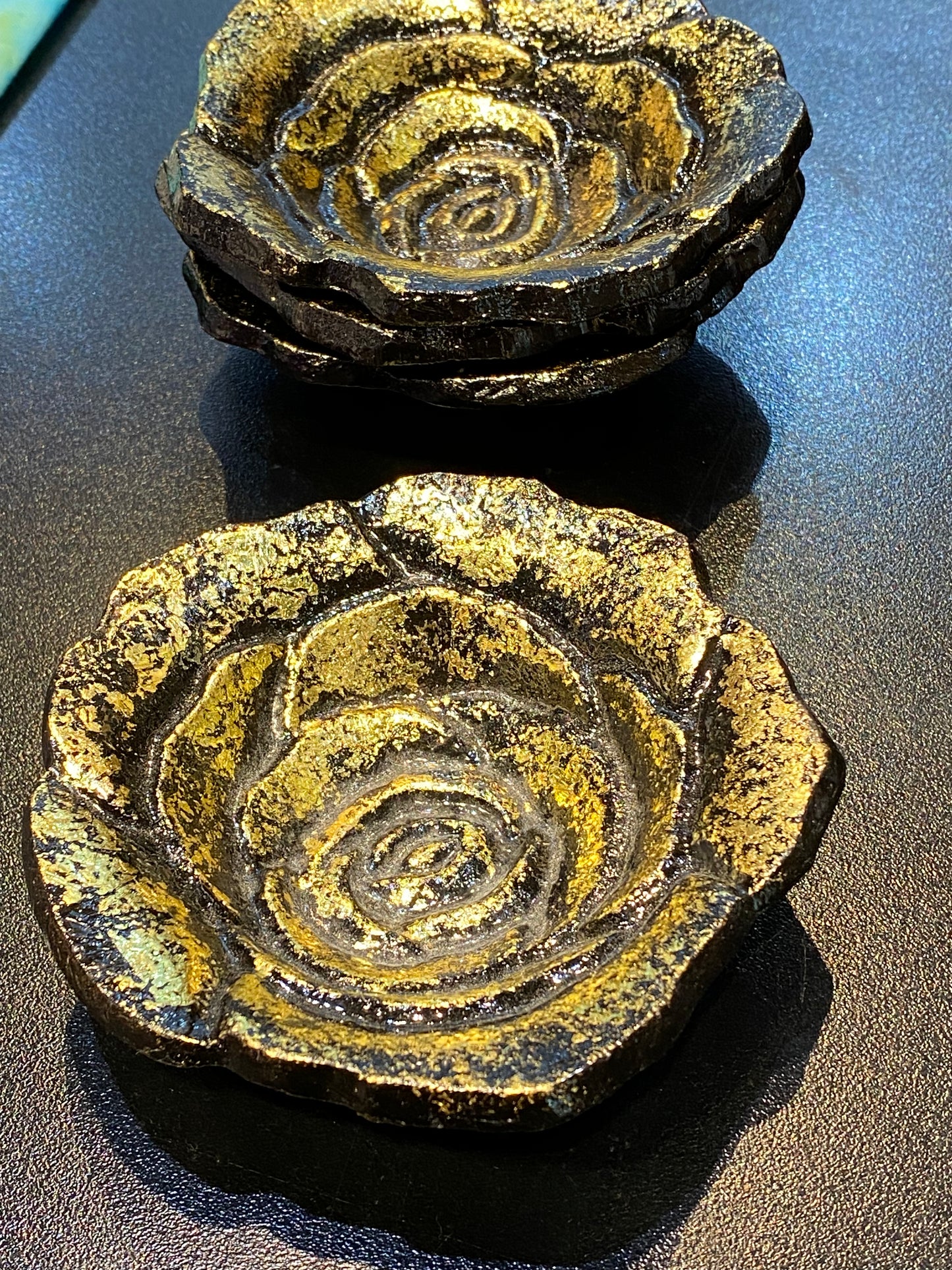 Cast Iron Rose Petal Smudge Tray