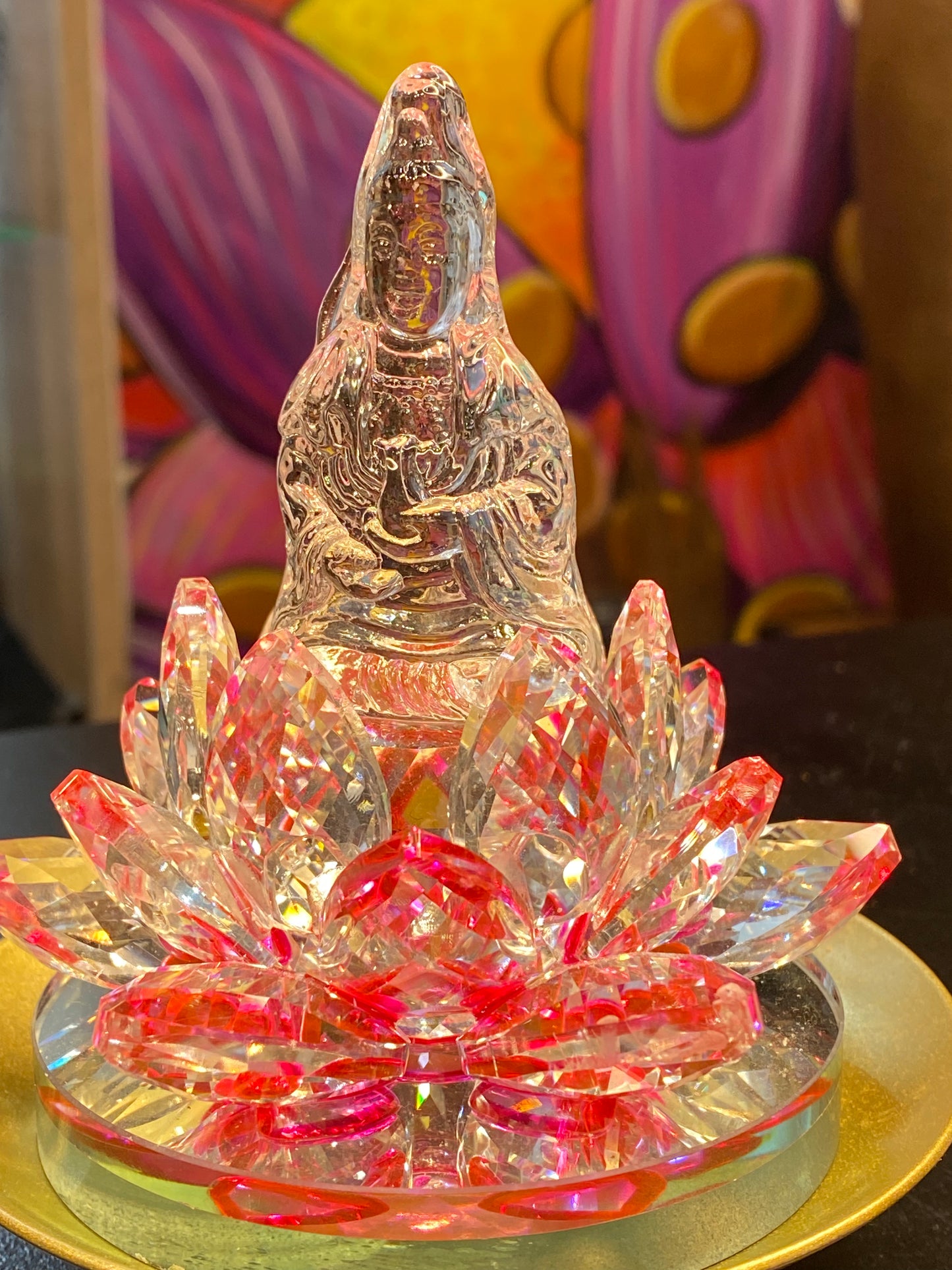 Crystal Kwan/Kuan Yin sitting on a Lotus Hot Pink