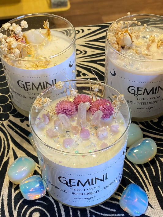 Gemini Zodiac Soy Wax Crystal Candle