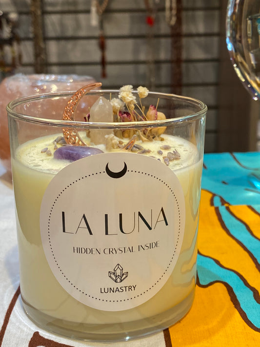 La Luna Soy Wax Crystal Candle with Hidden Gem