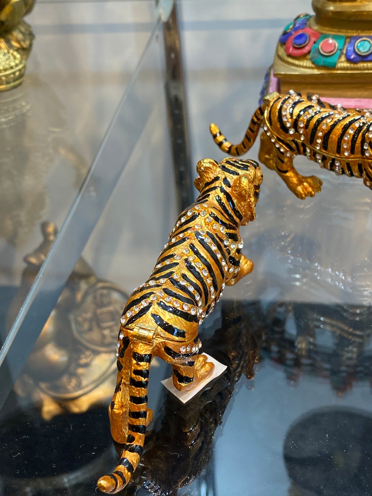 Tiger Bejeweled Trinket Gold and Black Stripes