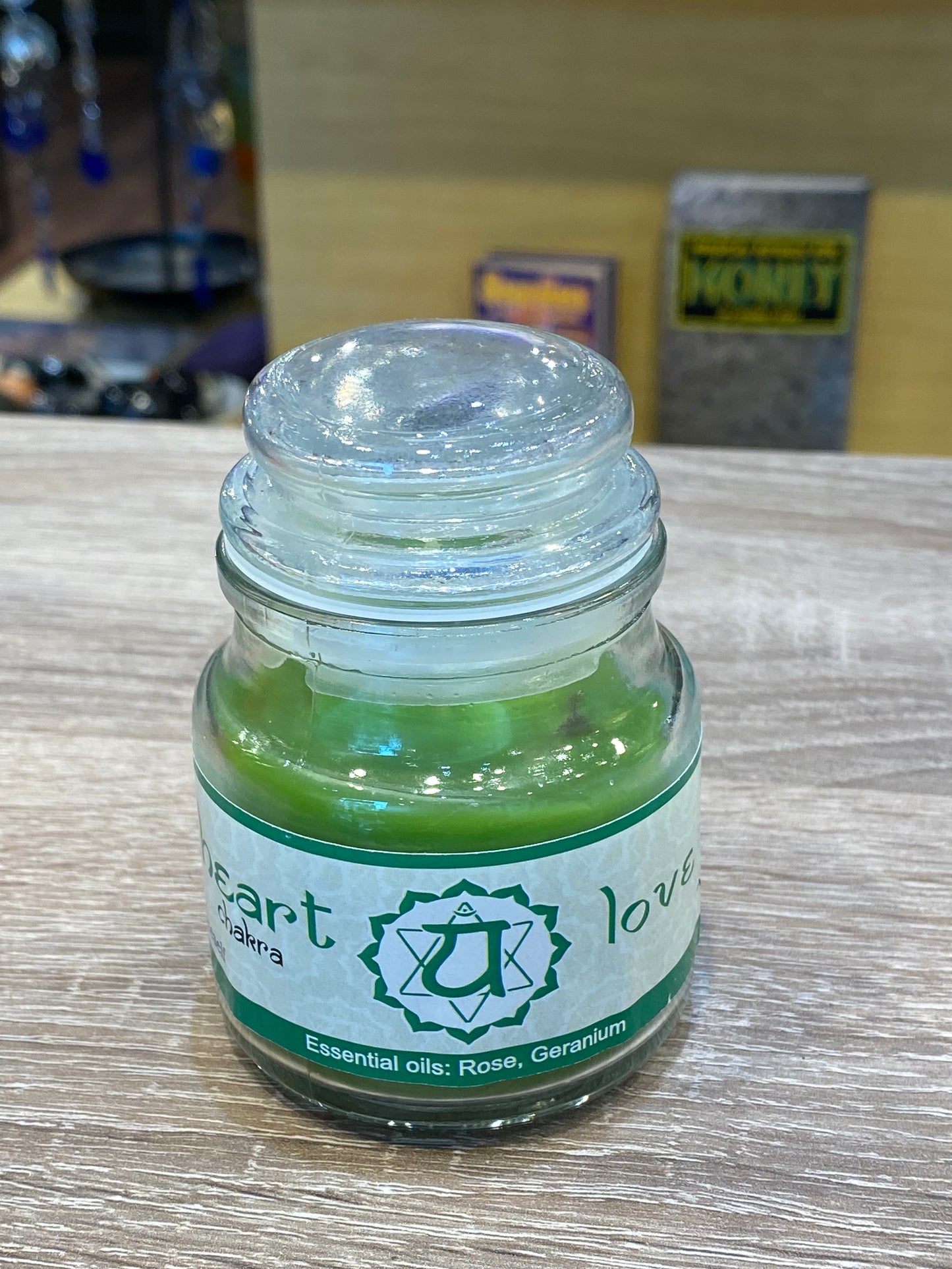 Vrinda 7 Chakra Jar Candles Green, Scented Heart Chakra Anahata-3oz