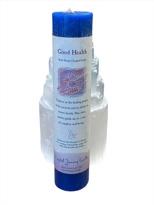 Crystal Journey Reiki Pillar Candle Good Health