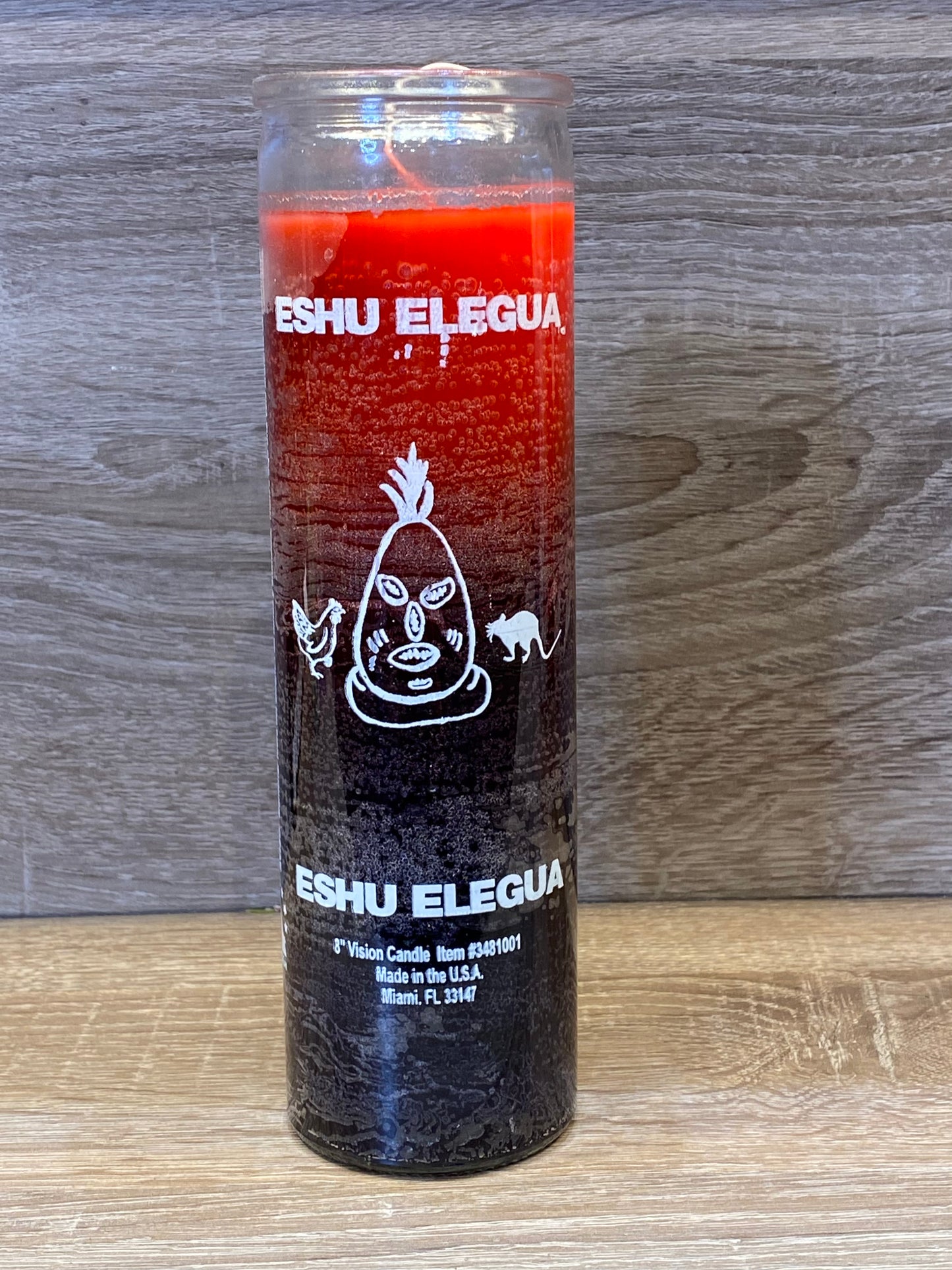 Orisha-Elegua 7 Day Candle, Red/Black