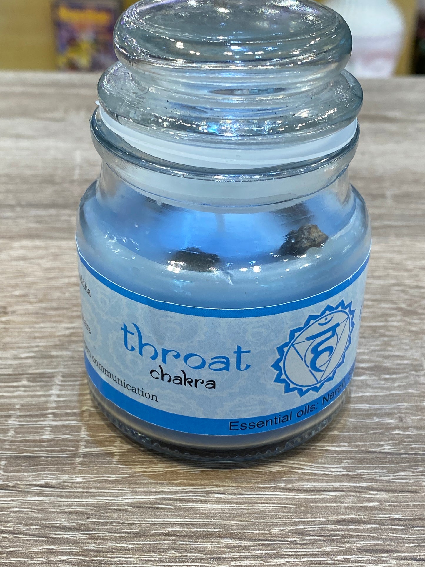 Vrinda 7 Chakra Jar Candles Blue, Scented Throat Chakra Vishuddha-3oz