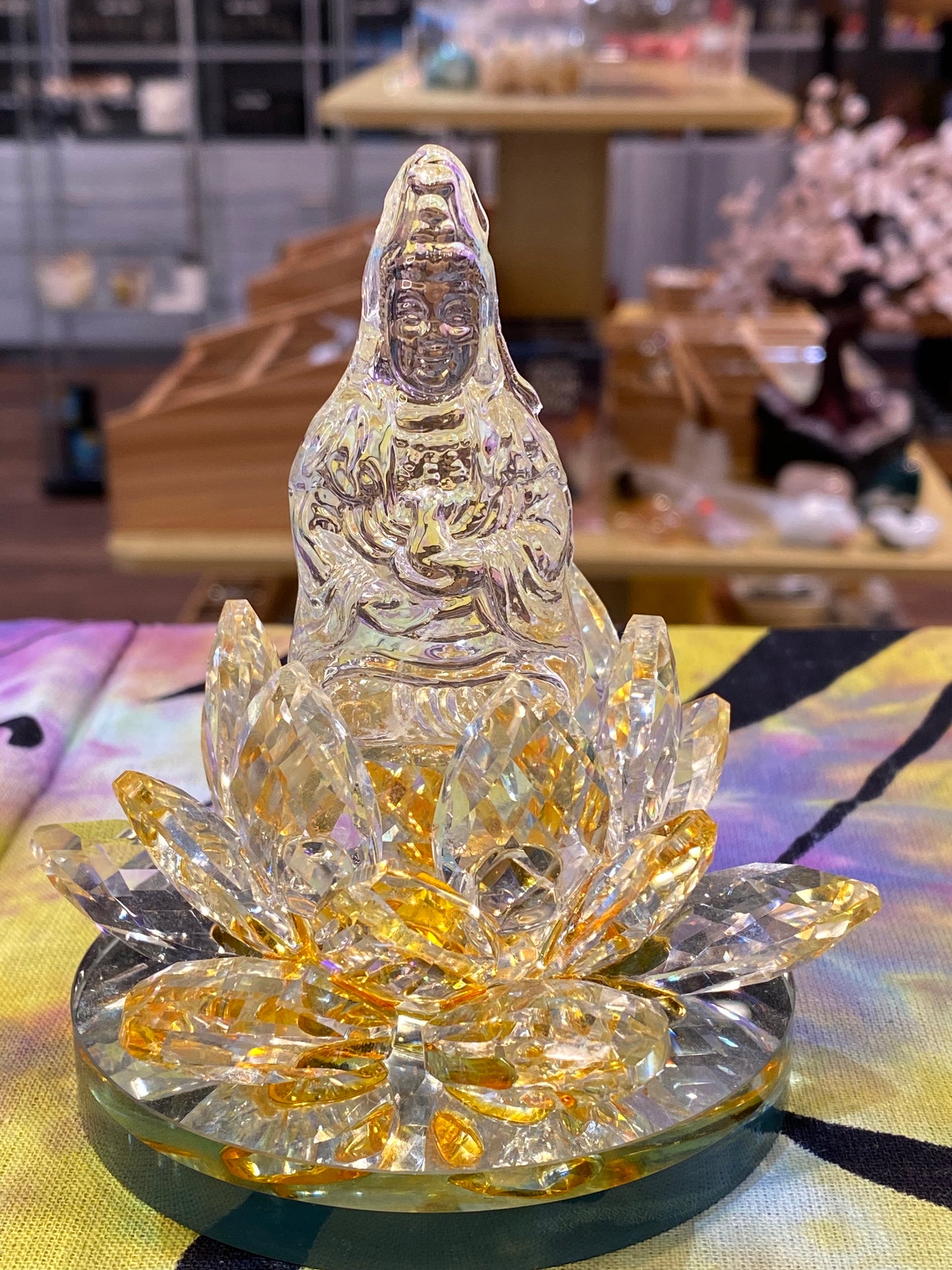 Crystal Kwan/Kuan Yin sitting on Lotus Yellow