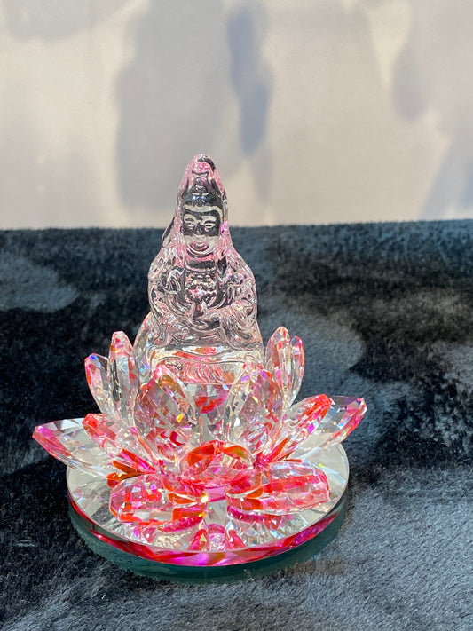 Crystal Kwan/Kuan Yin sitting on a Lotus Hot Pink