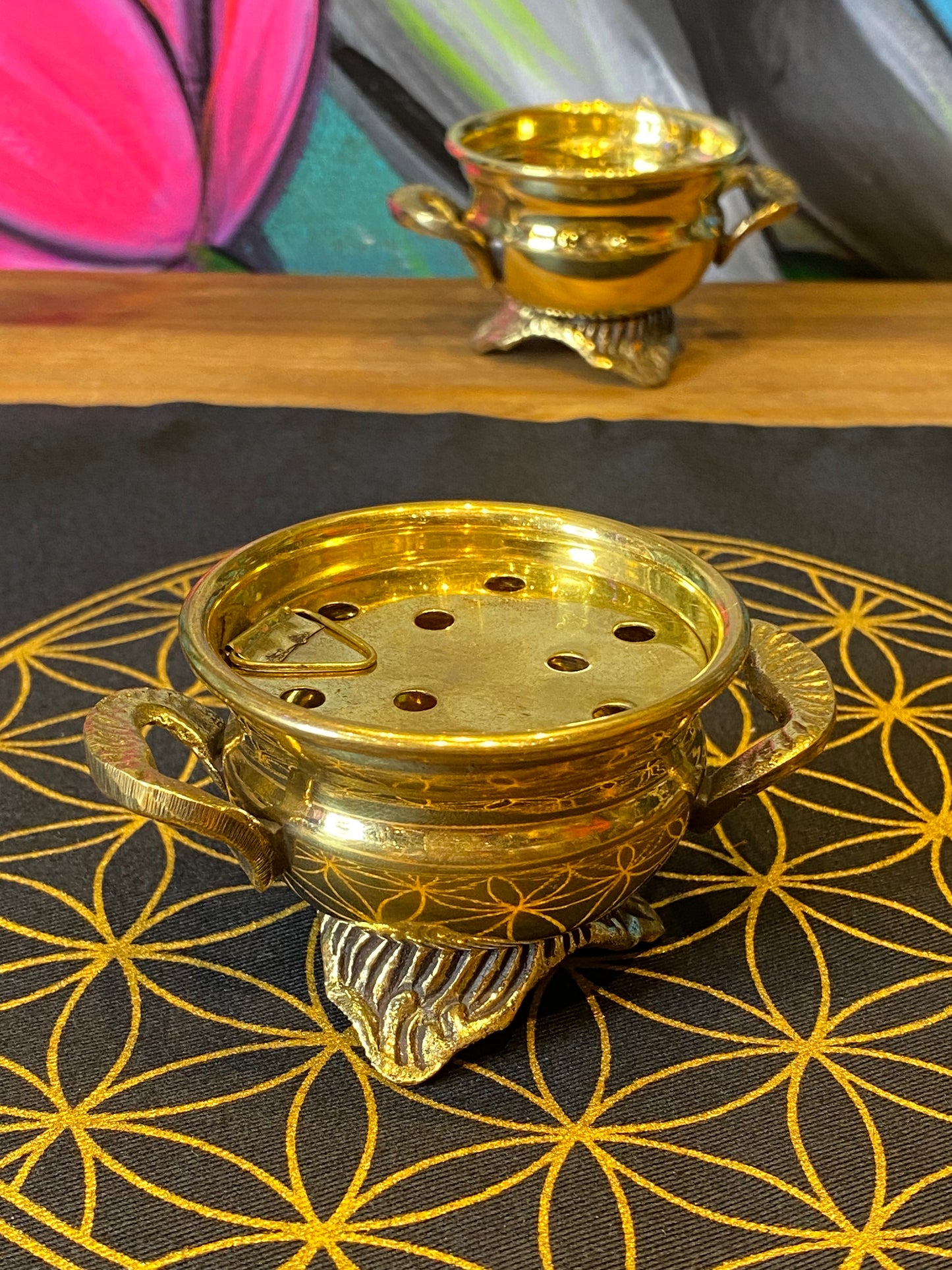 Gold Painted Brass Cauldron (small desktop)