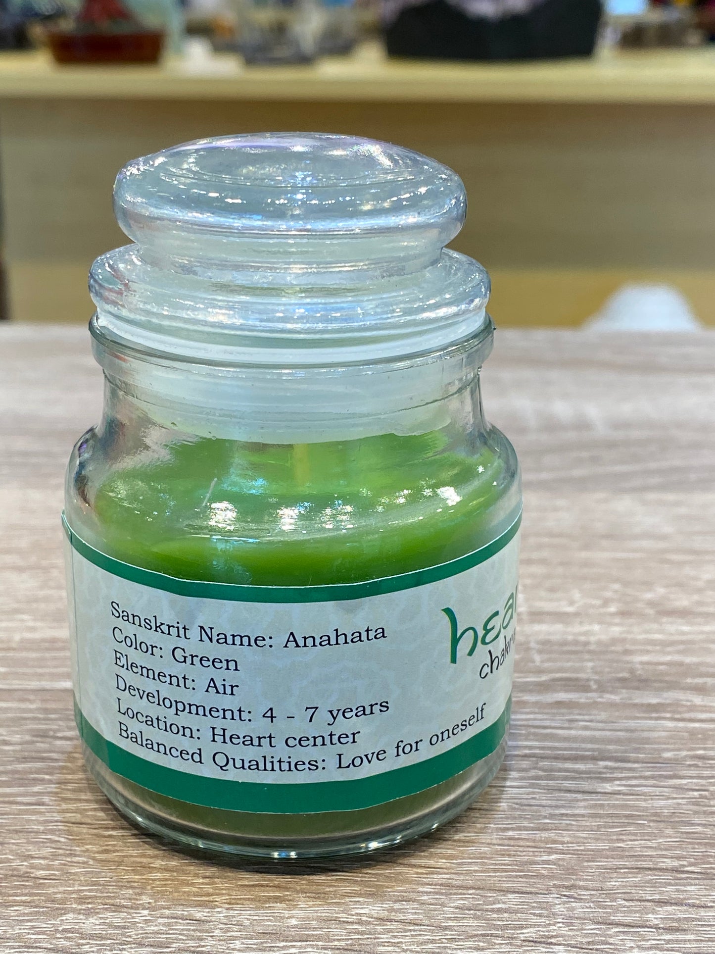 Vrinda 7 Chakra Jar Candles Green, Scented Heart Chakra Anahata-3oz