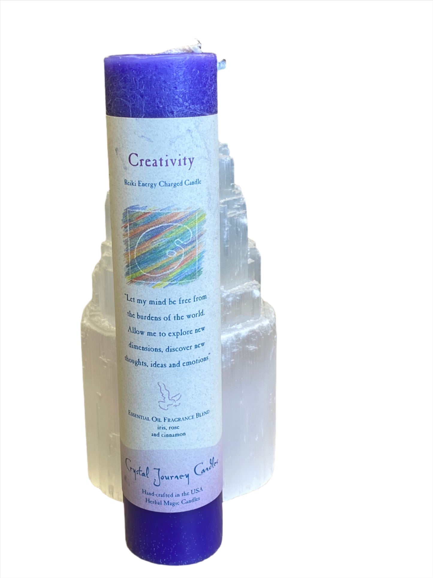 Crystal Journey Reiki Pillar Candle Creativity