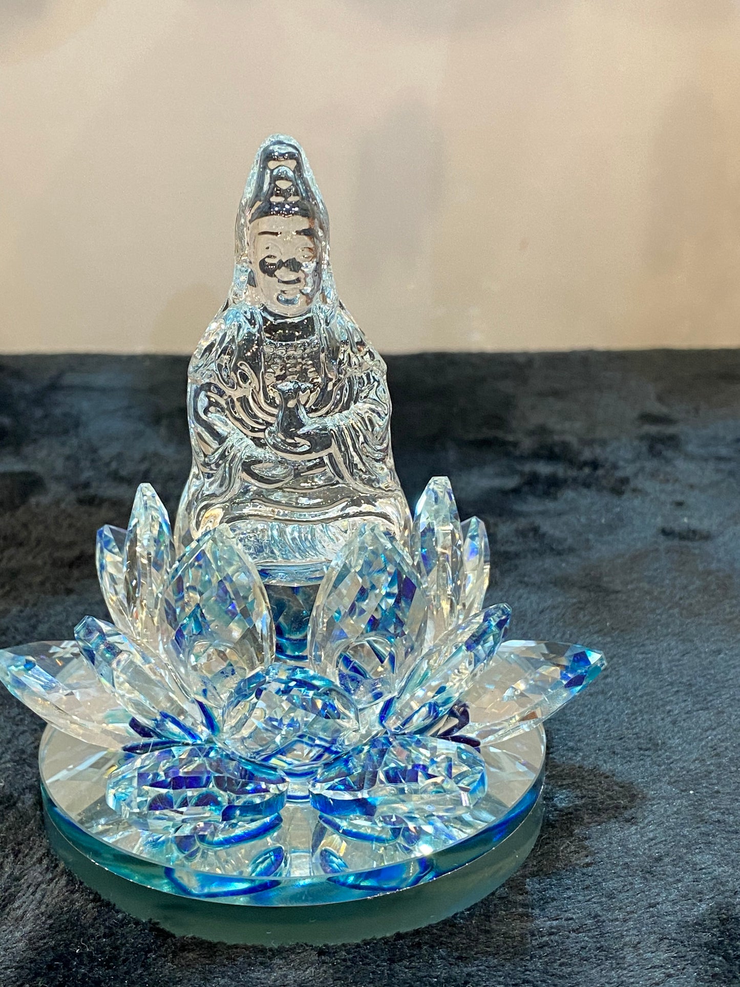 Crystal Kwan/Kuan Yin sitting on Lotus Blue