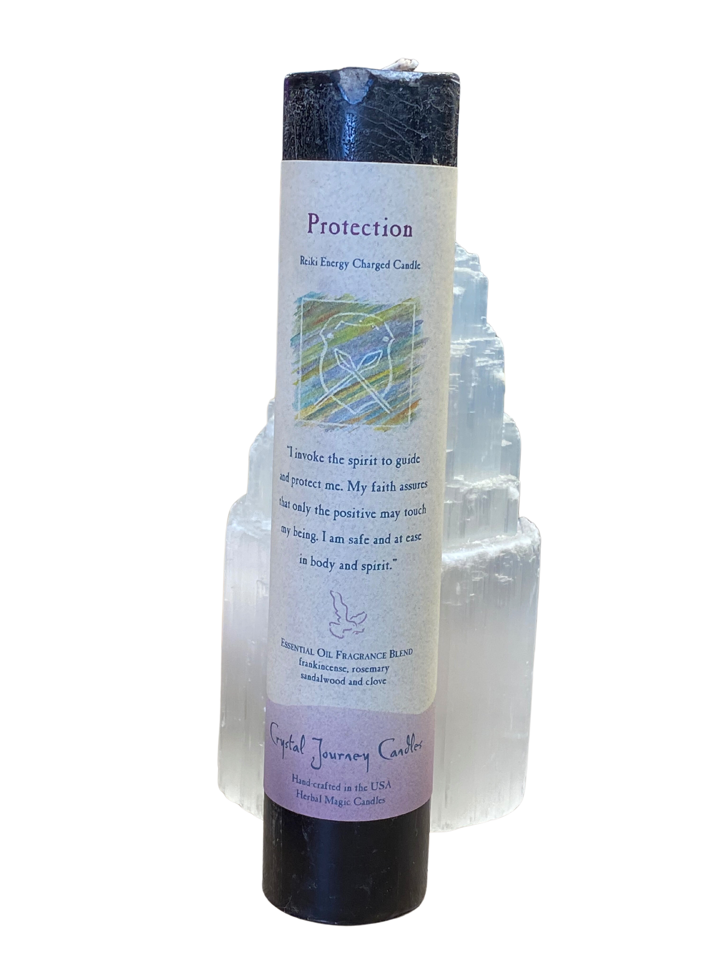 Protection Pillar Candle by Crystal Journey Candles